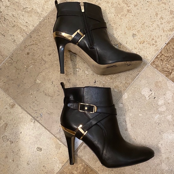 Marc Fisher Leather Booties- Gold Detail & Buckles - Picture 10 of 16